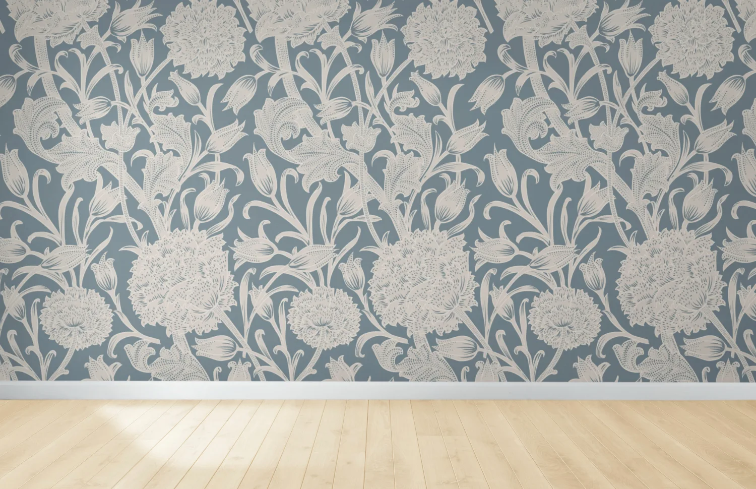 Classic floral wallpaper in elegant dining room