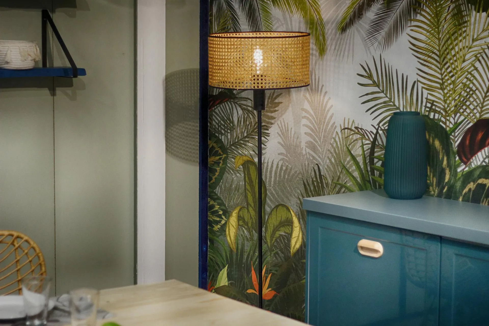 Moroccan-style wallpaper design for accent wall